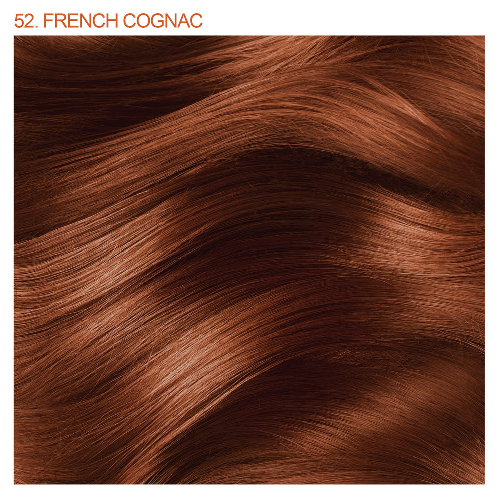 Adore hair color swatch in 052 French Cognac for warm, versatile brown tones