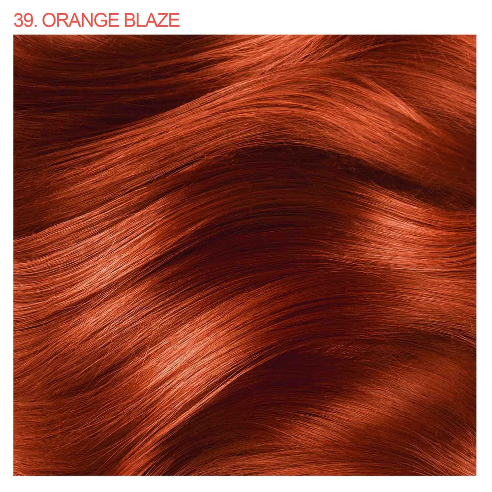 Adore Orange Blaze application on hair shows smooth, even coverage.