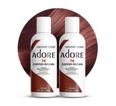 Adore Semi Permanent Hair Color 076 Copper Brown bottle closeup showing vibrant pigment.