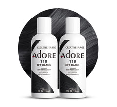 Adore 118 Off Black bottle with bold pigment for long-lasting color.
