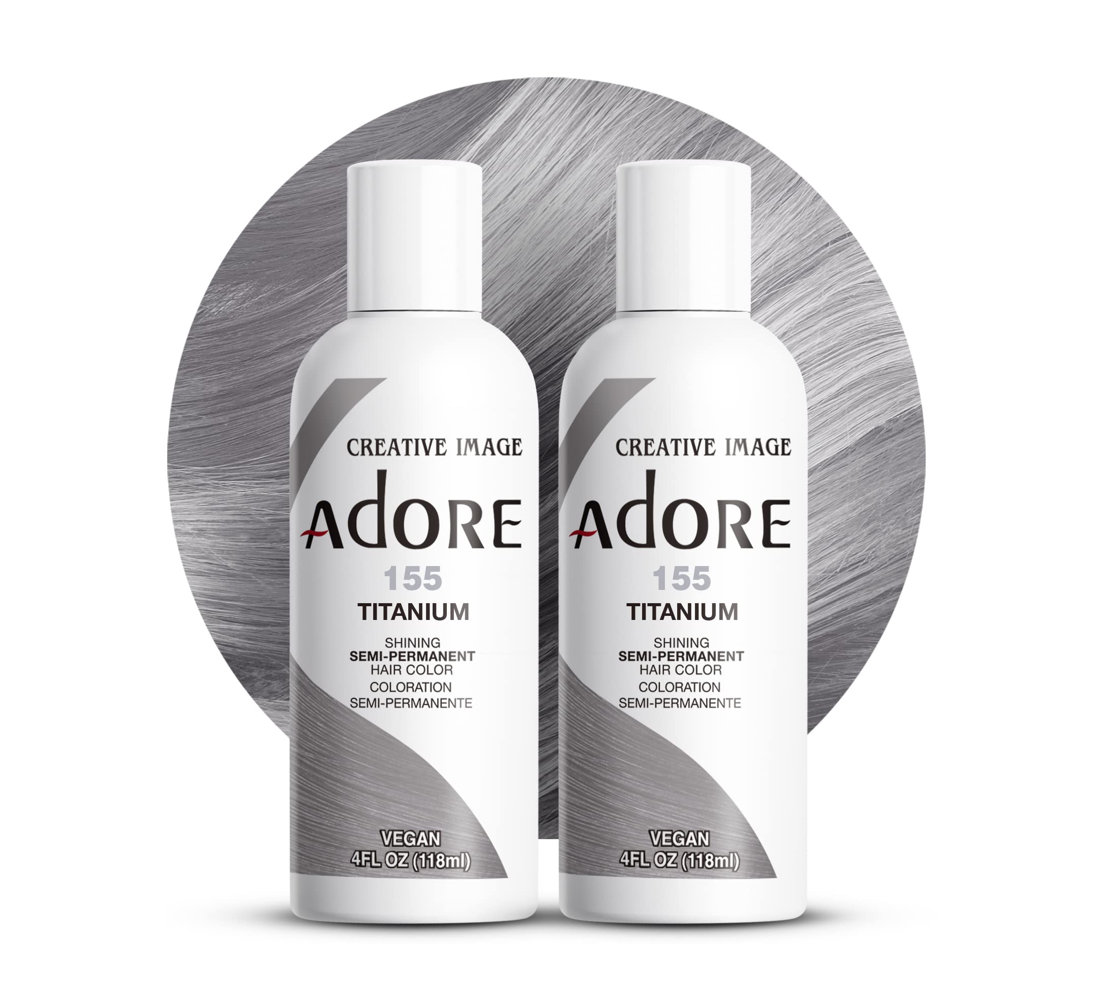Adore 155 Titanium-gray bottle for vibrant gray coverage at home.