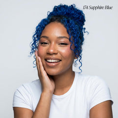 Adore Sapphire Blue swirl swatch shows rich pigment and even coverage.