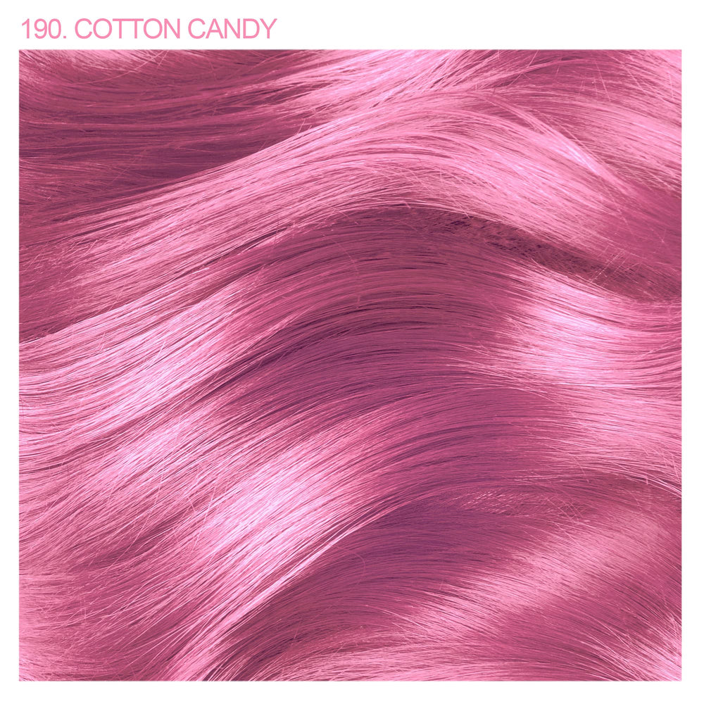 Adore cotton-candy color-swatch reveals bold pink shade with long-lasting potential.