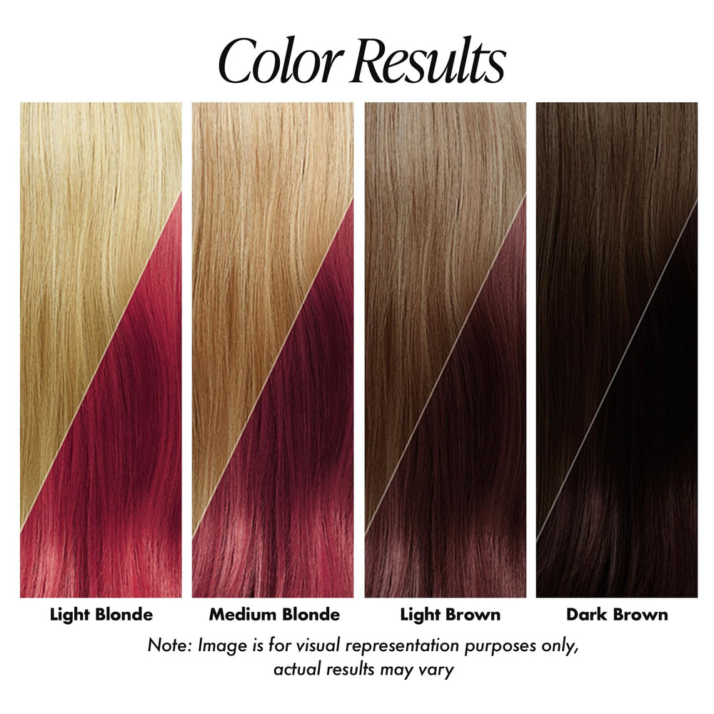Adore Wild Cherry hair application demonstrates smooth, mess-free coverage for all hair types.