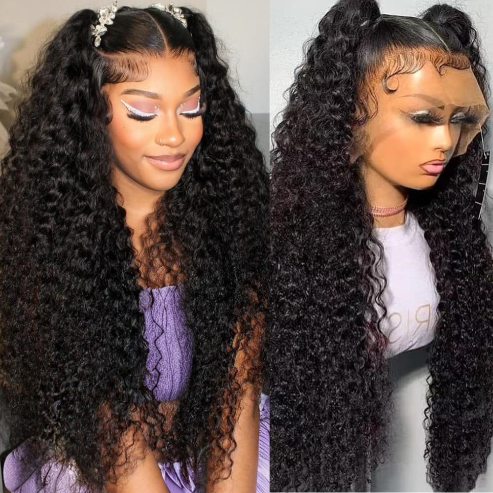 ADORHTUE water wave 32-inch lace-front wig close-up shows natural hairline