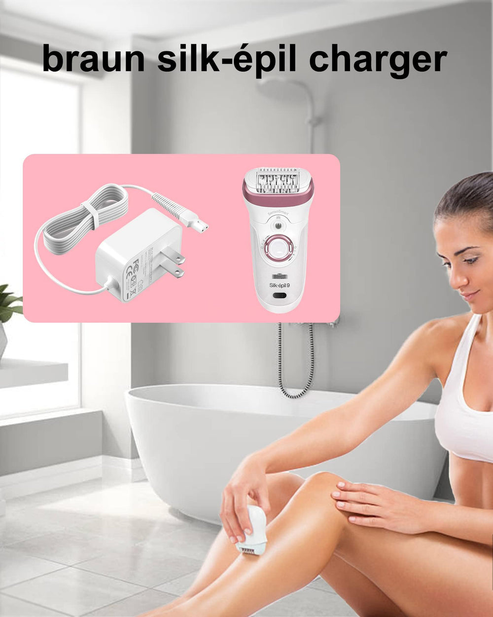 ADRICY Braun Silk Epil 9 charger in use shows safe indoor charging setup