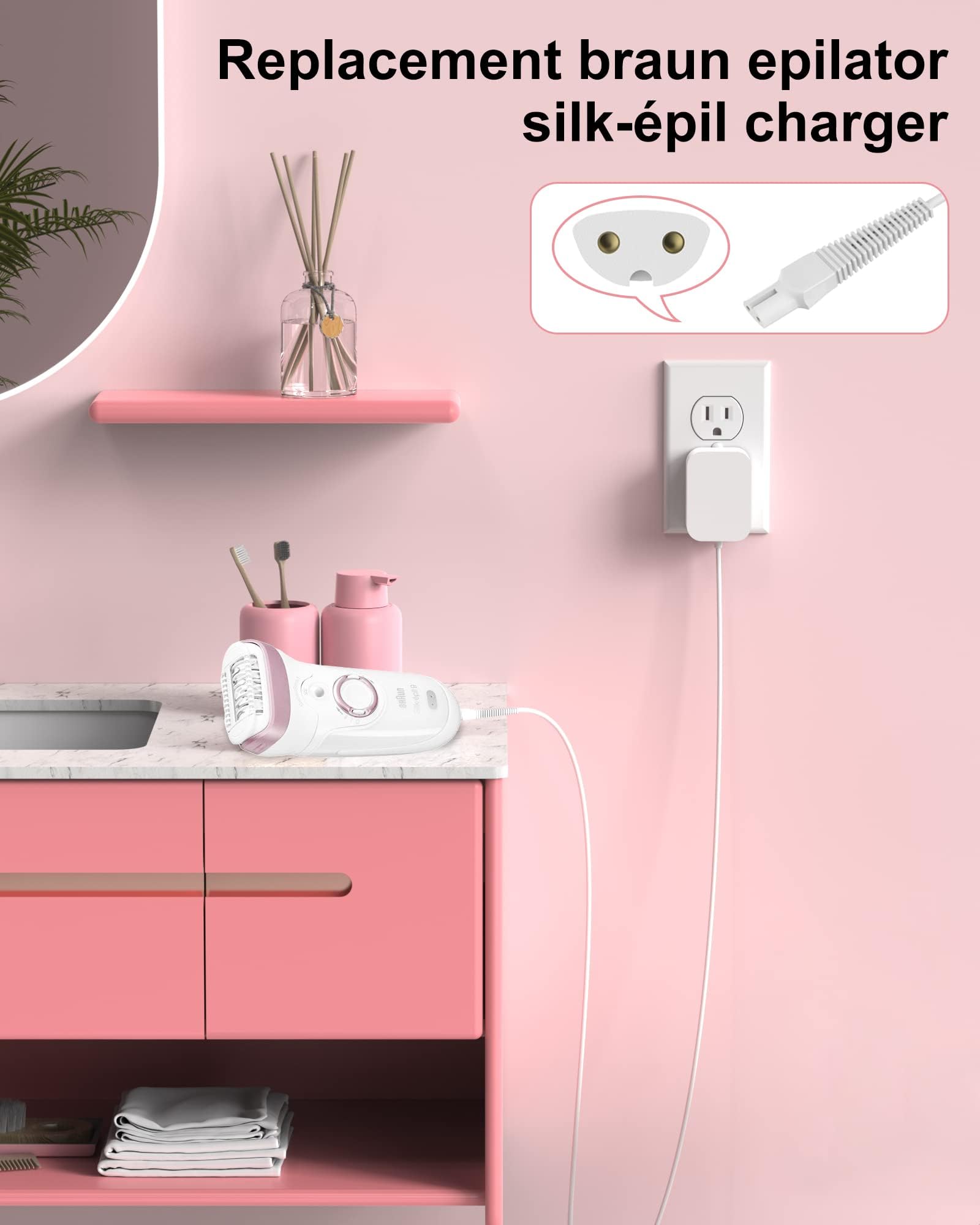 ADRICY Braun Silk Epil 9 charger side view shows compact travel-ready design