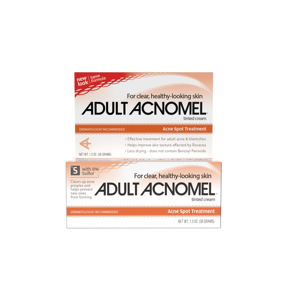 Adult Acnomel tinted spot-treatment being applied for targeted acne care.