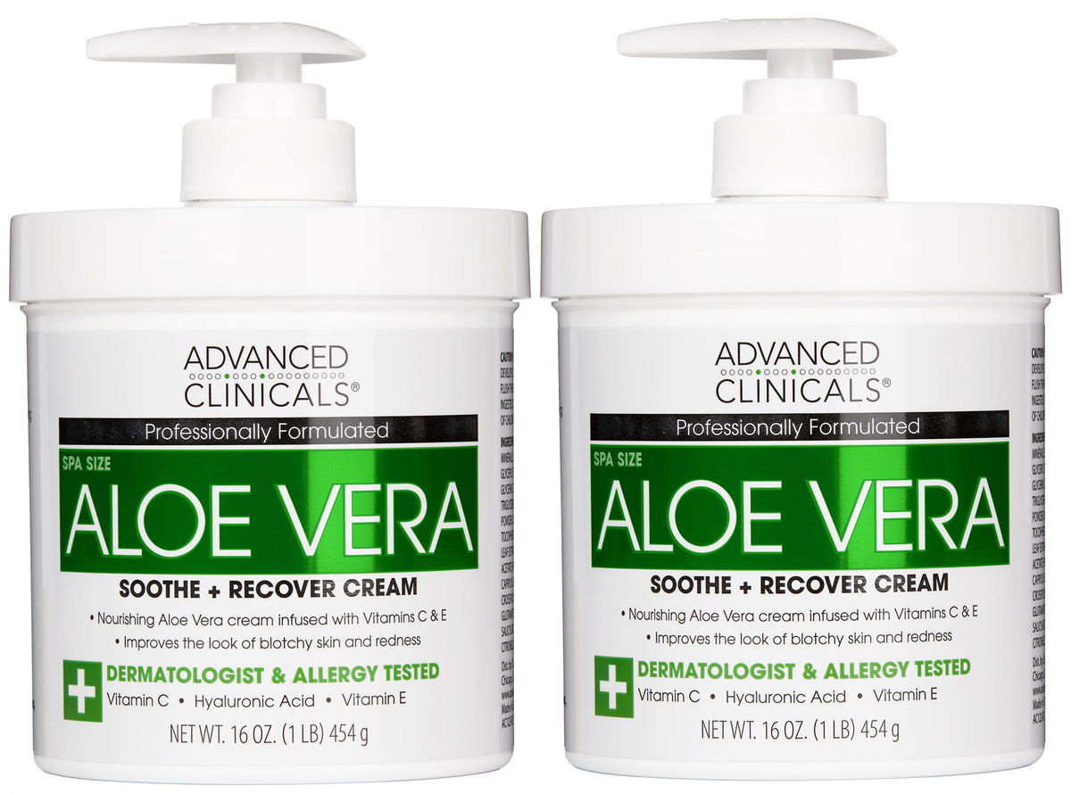 Advanced Clinicals Aloe Vera Lotion bottle image highlighting daily hydration for dry skin
