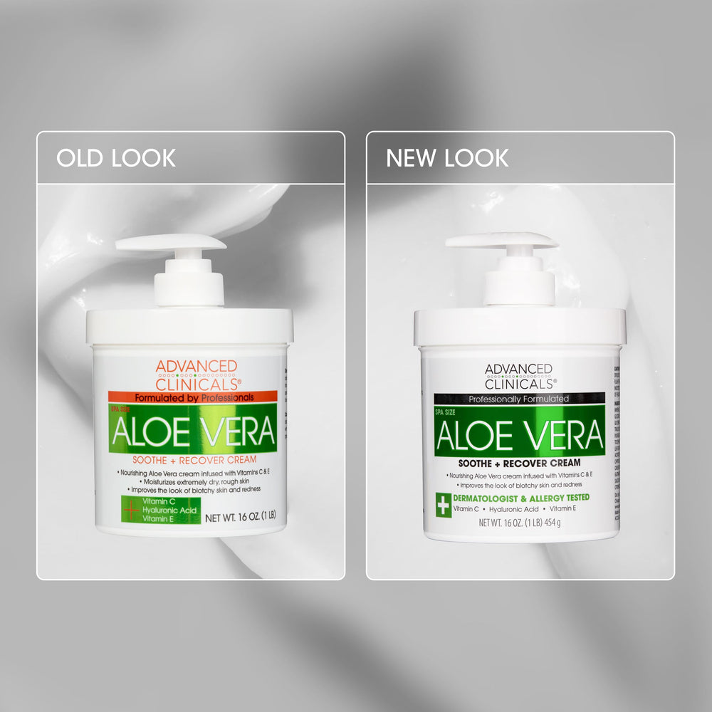 Advanced Clinicals Aloe Vera Lotion finish on skin image shows soft, refreshed glow