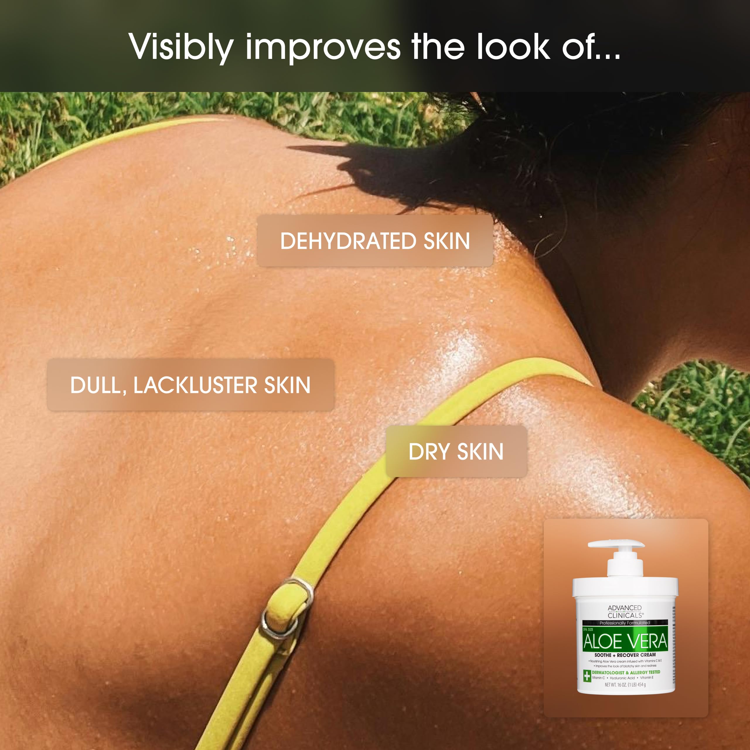 Advanced Clinicals Aloe Vera Lotion being applied to arm after shower