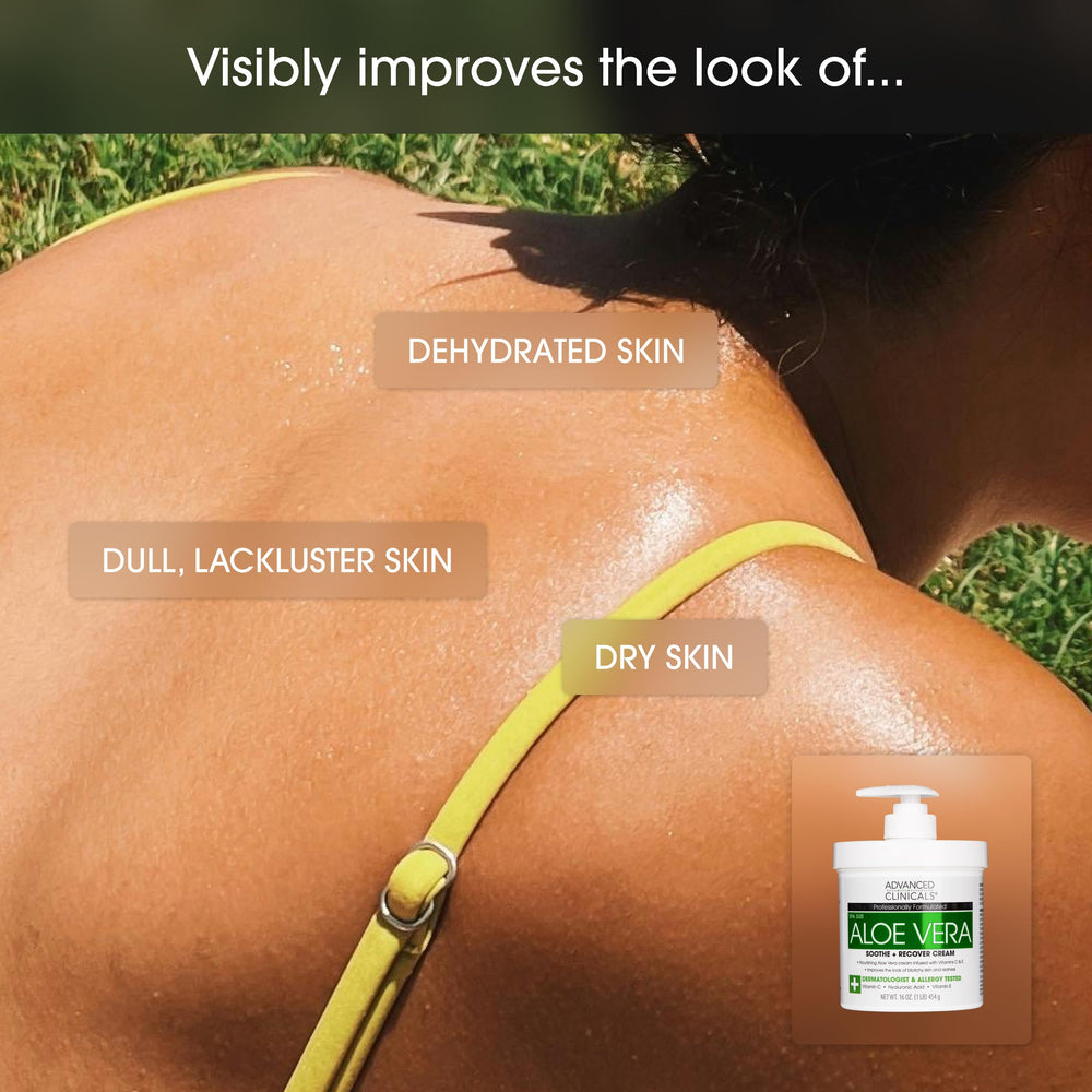 Advanced Clinicals Aloe Vera Lotion being applied to arm after shower