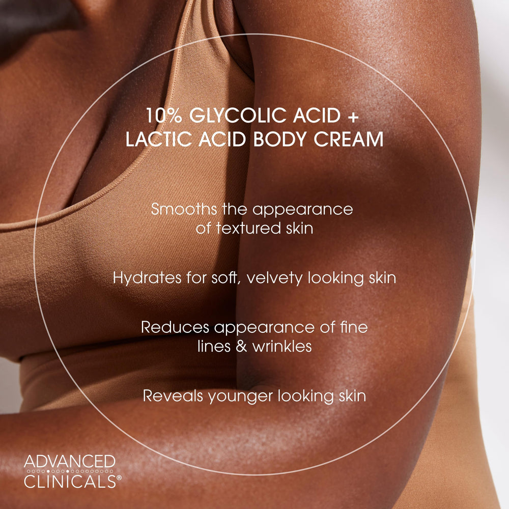 Advanced Clinicals arm application demonstrates easy absorption and even texture