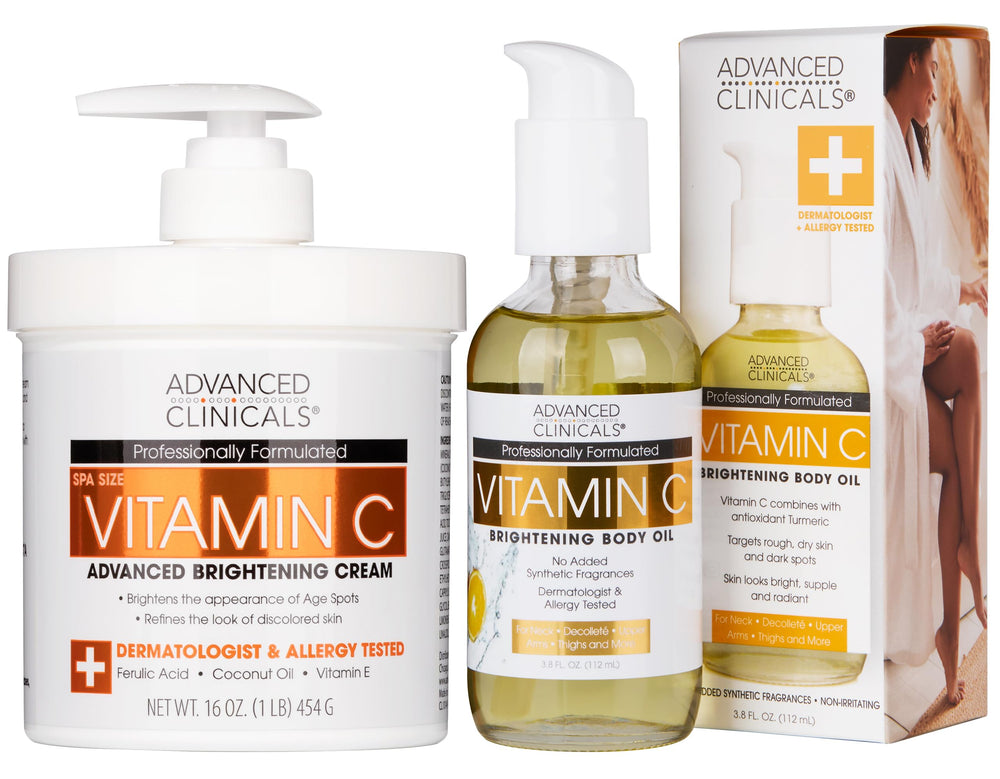 Advanced Clinicals Brightening Vitamin C Cream illuminates skin for a radiant, even look.
