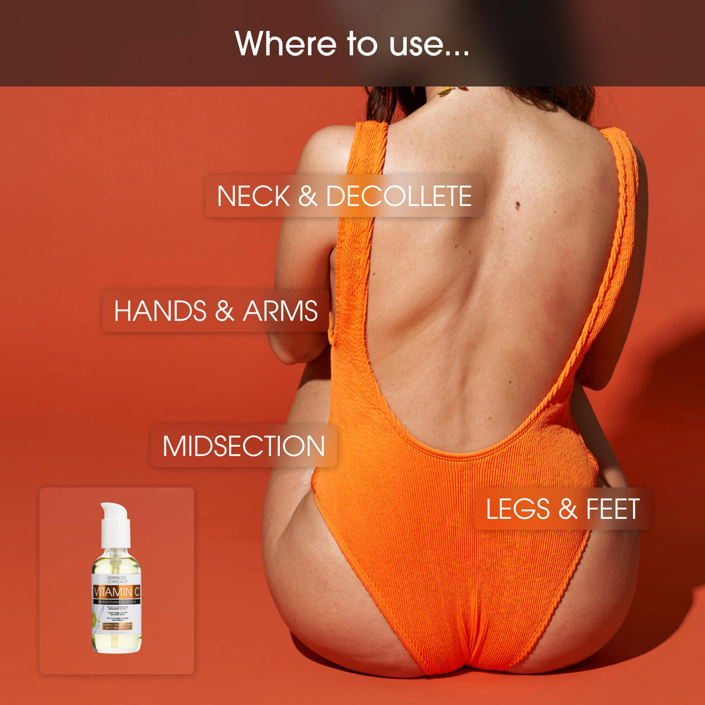 Advanced Clinicals Brightening Vitamin C Body Oil on dry skin nourishes