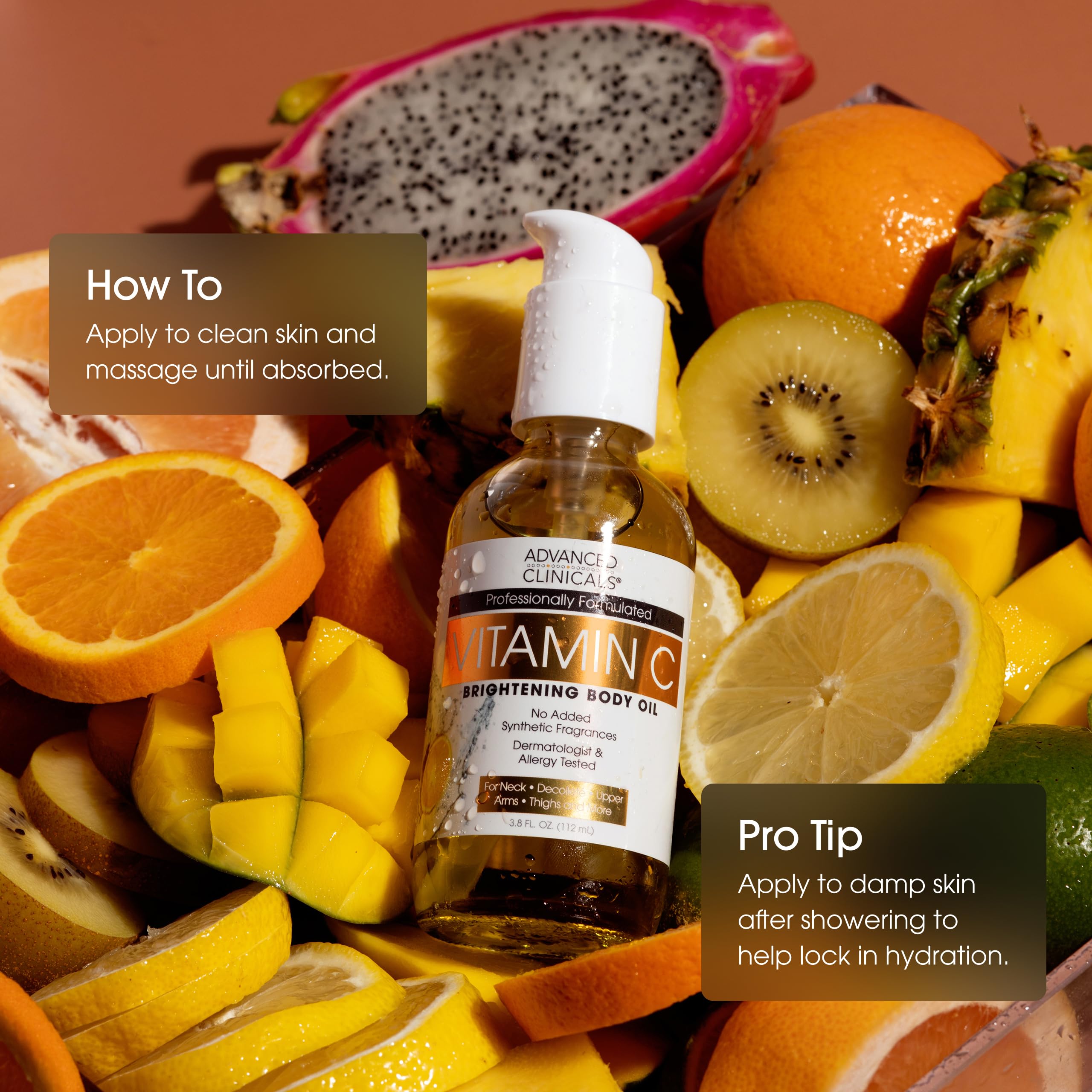Advanced Clinicals Brightening Vitamin C Body Oil with rosehip oil