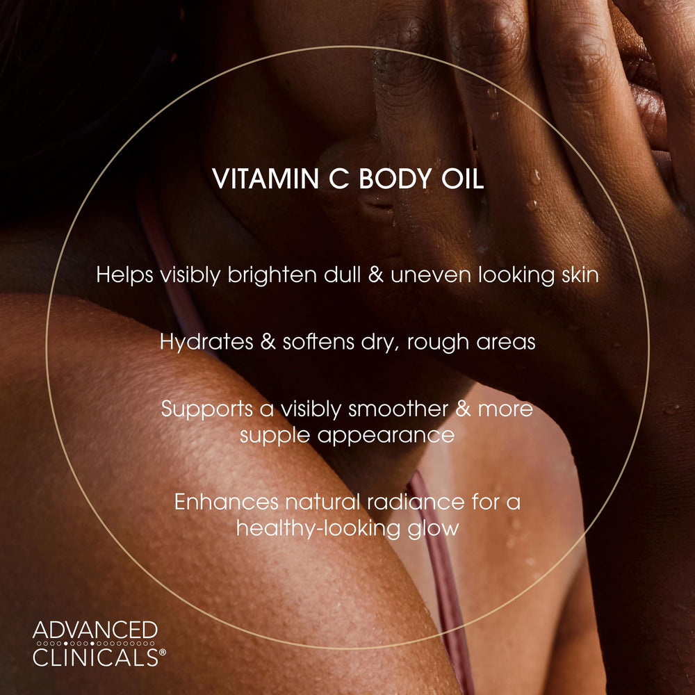 Advanced Clinicals Brightening Vitamin C Body Oil texture appears silky