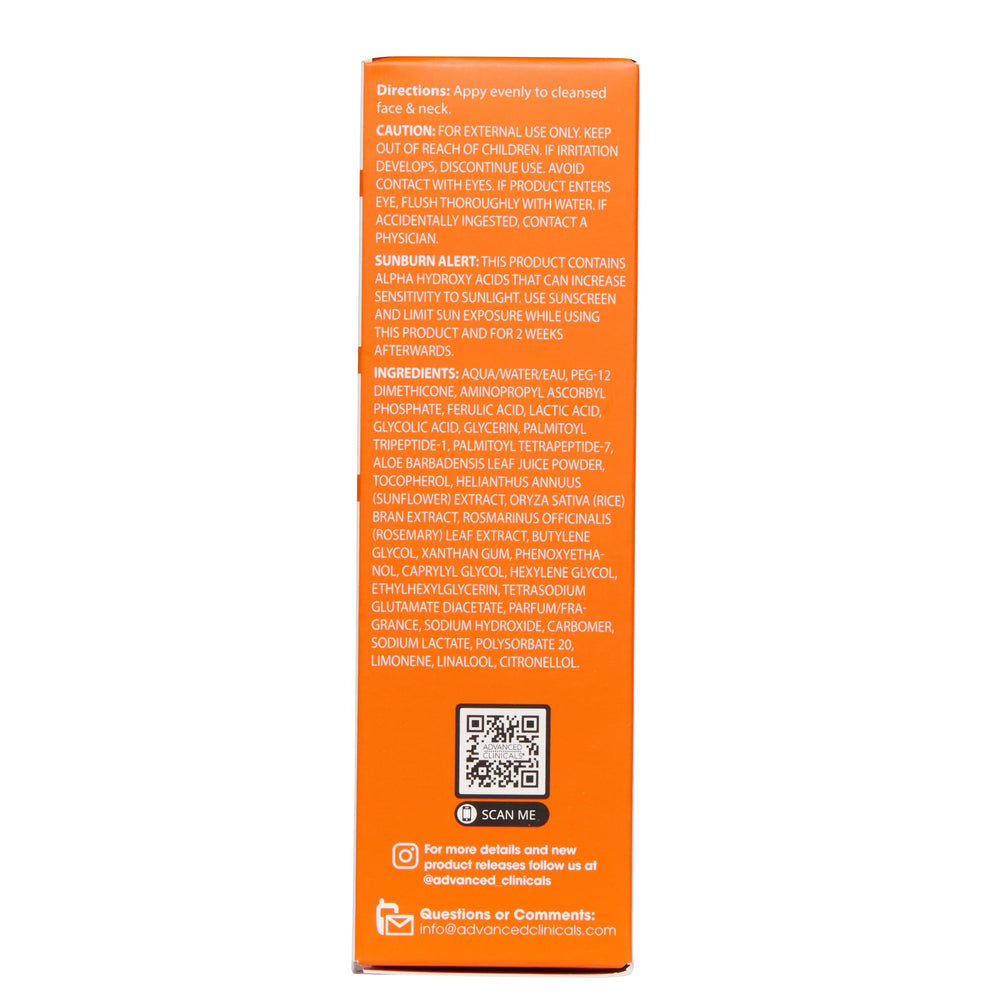 Advanced Clinicals Brightening Serum during morning routine on vanity.