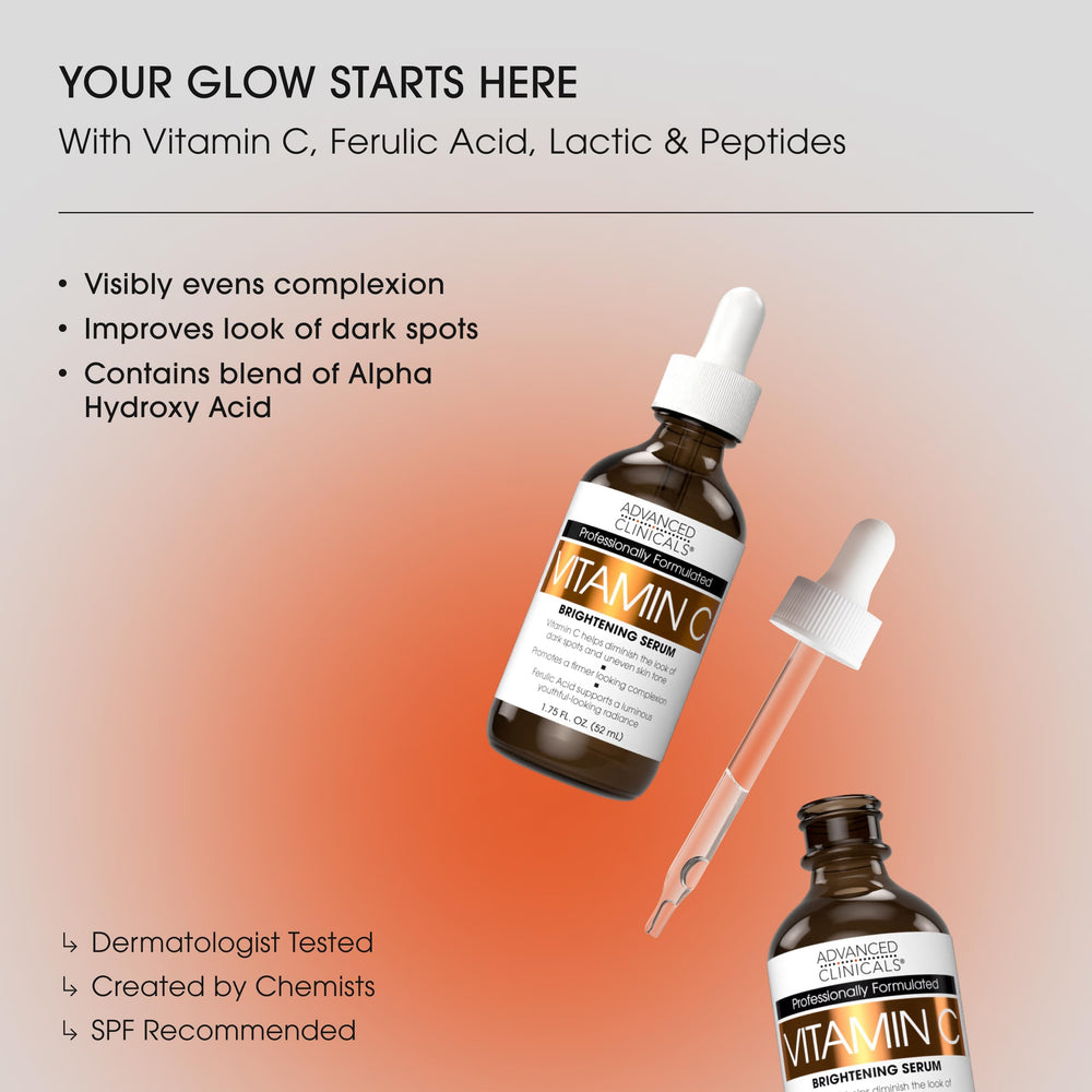 Advanced Clinicals Brightening Vitamin C Serum texture close-up emphasizes smooth hydration.