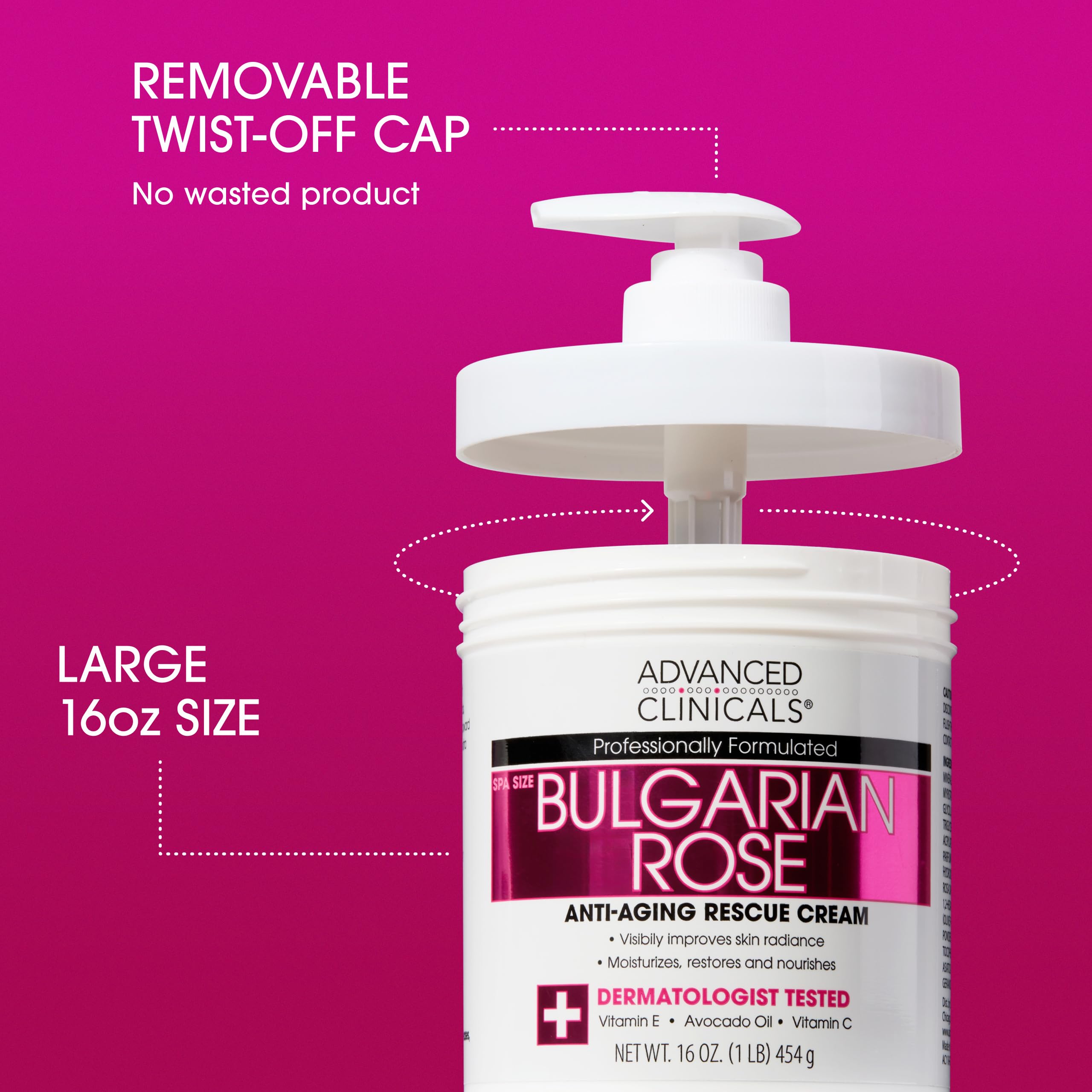 Advanced Clinicals Bulgarian Rose Lotion swatch on skin demonstrates smooth application