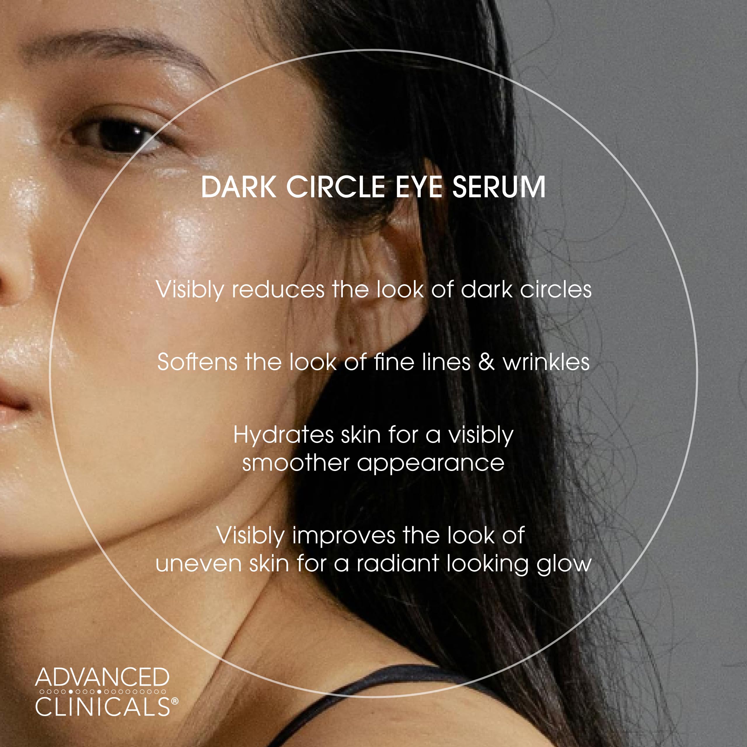 Advanced Clinicals caffeine under-eye serum closeup hints at energizing smoothing effects