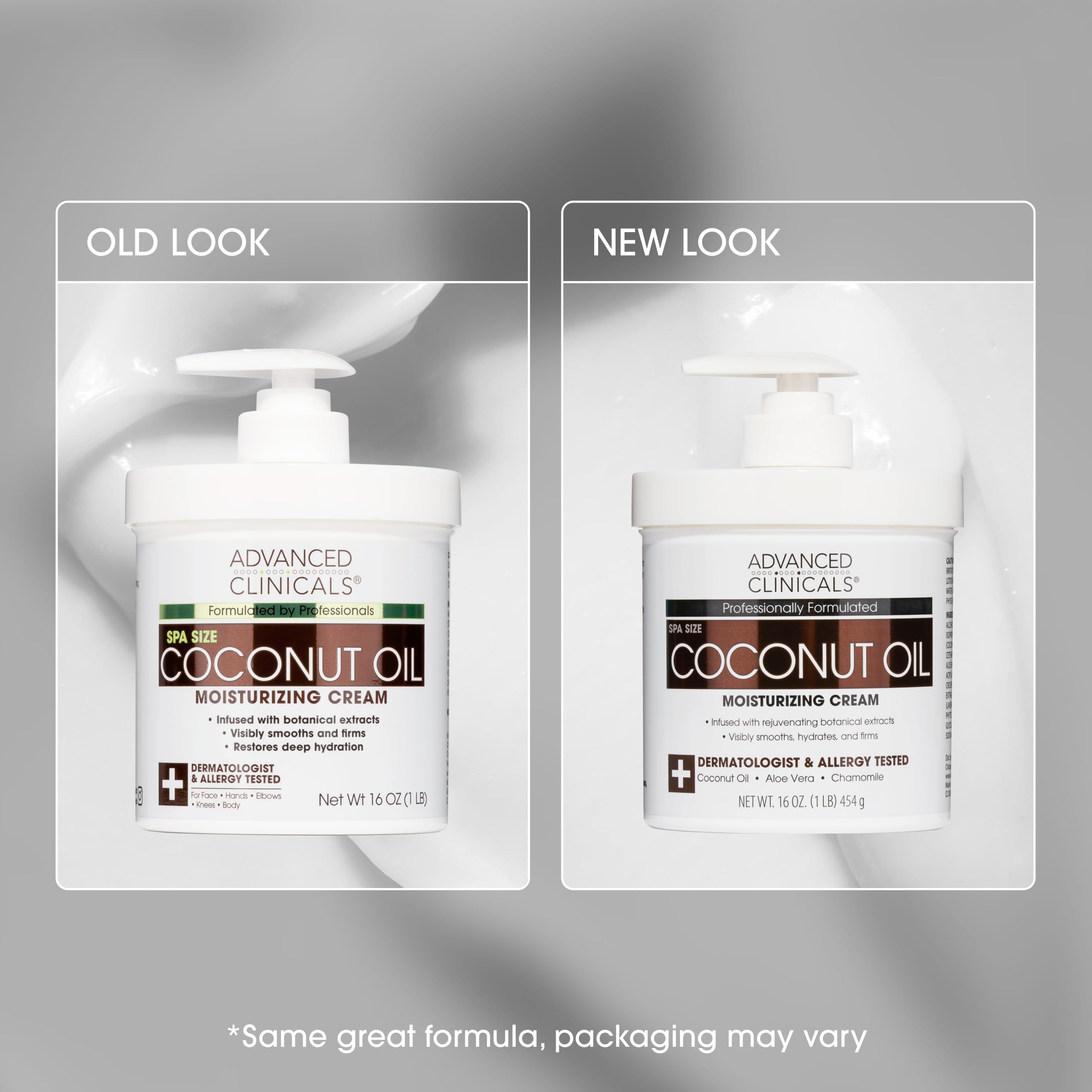 Advanced Clinicals coconut oil body cream bathroom setup conveys daily skincare routine for dry skin