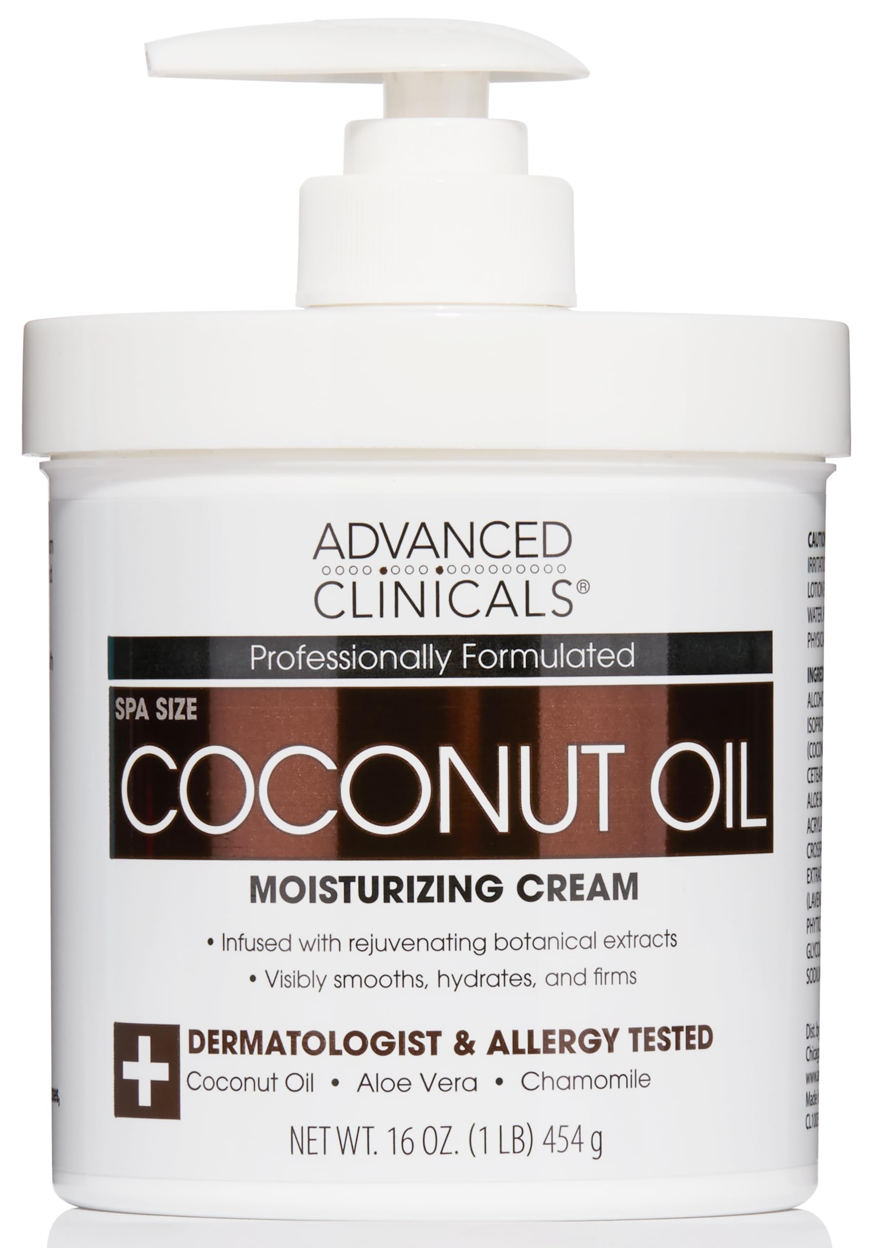 Advanced Clinicals coconut oil body cream bottle shows rich hydration for dry skin