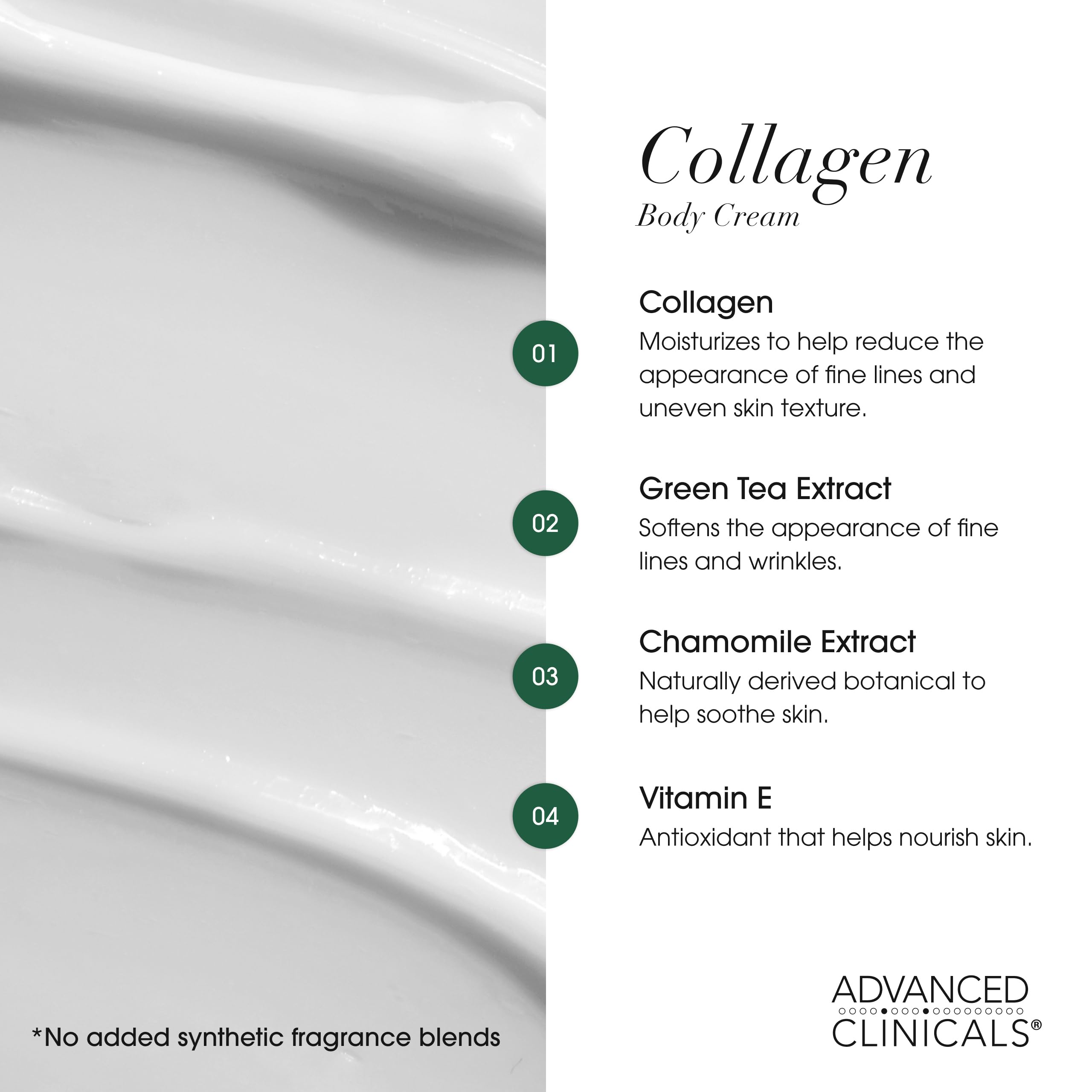 Advanced Clinicals collagen cream in hand ready for daily use