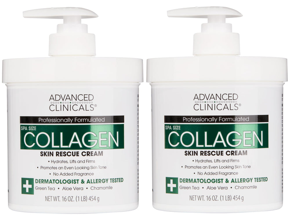 Advanced Clinicals collagen cream bottle pump showing premium moisturizer for firmer-looking skin