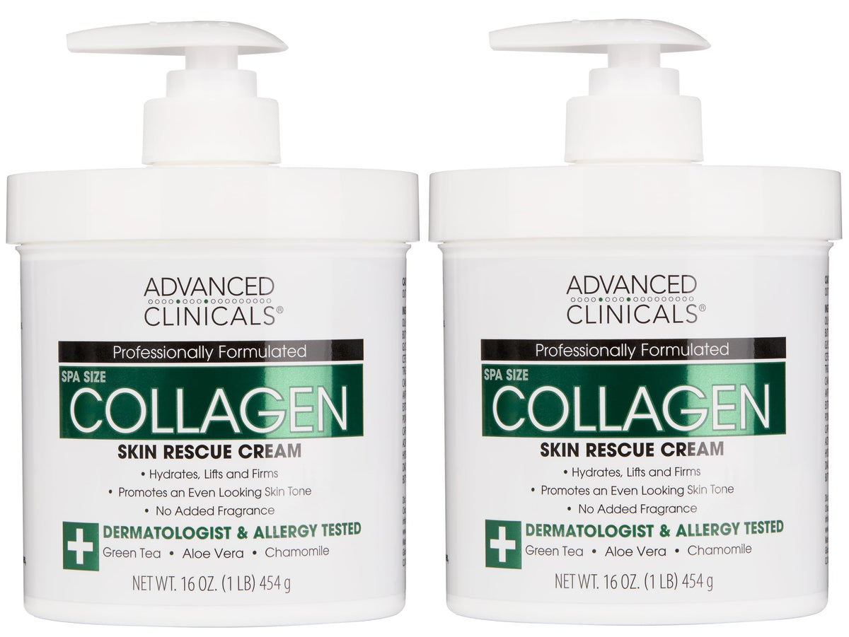 Advanced Clinicals collagen cream bottle pump showing premium moisturizer for firmer-looking skin