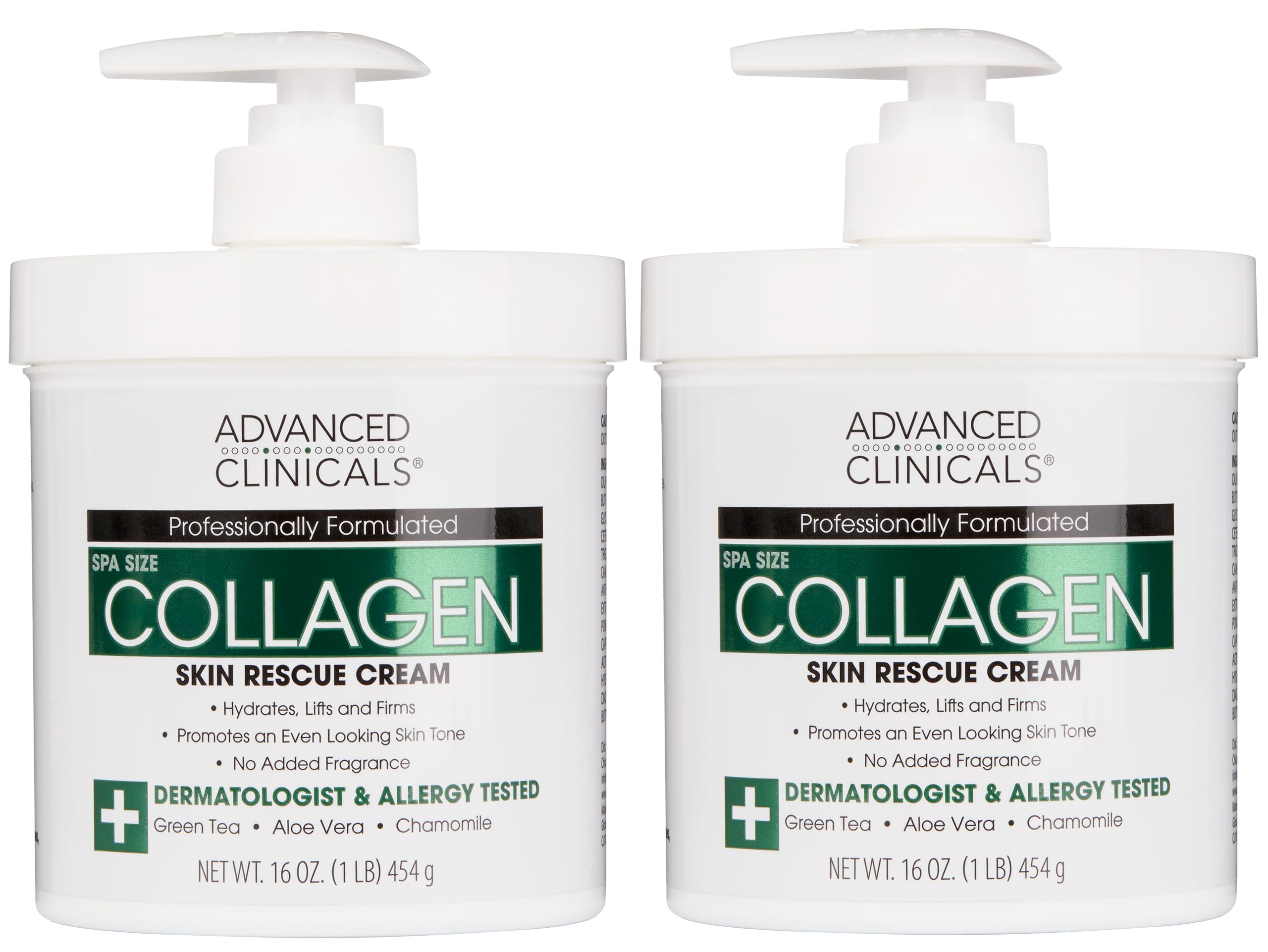 Advanced Clinicals collagen cream bottle with pump for easy daily hydration