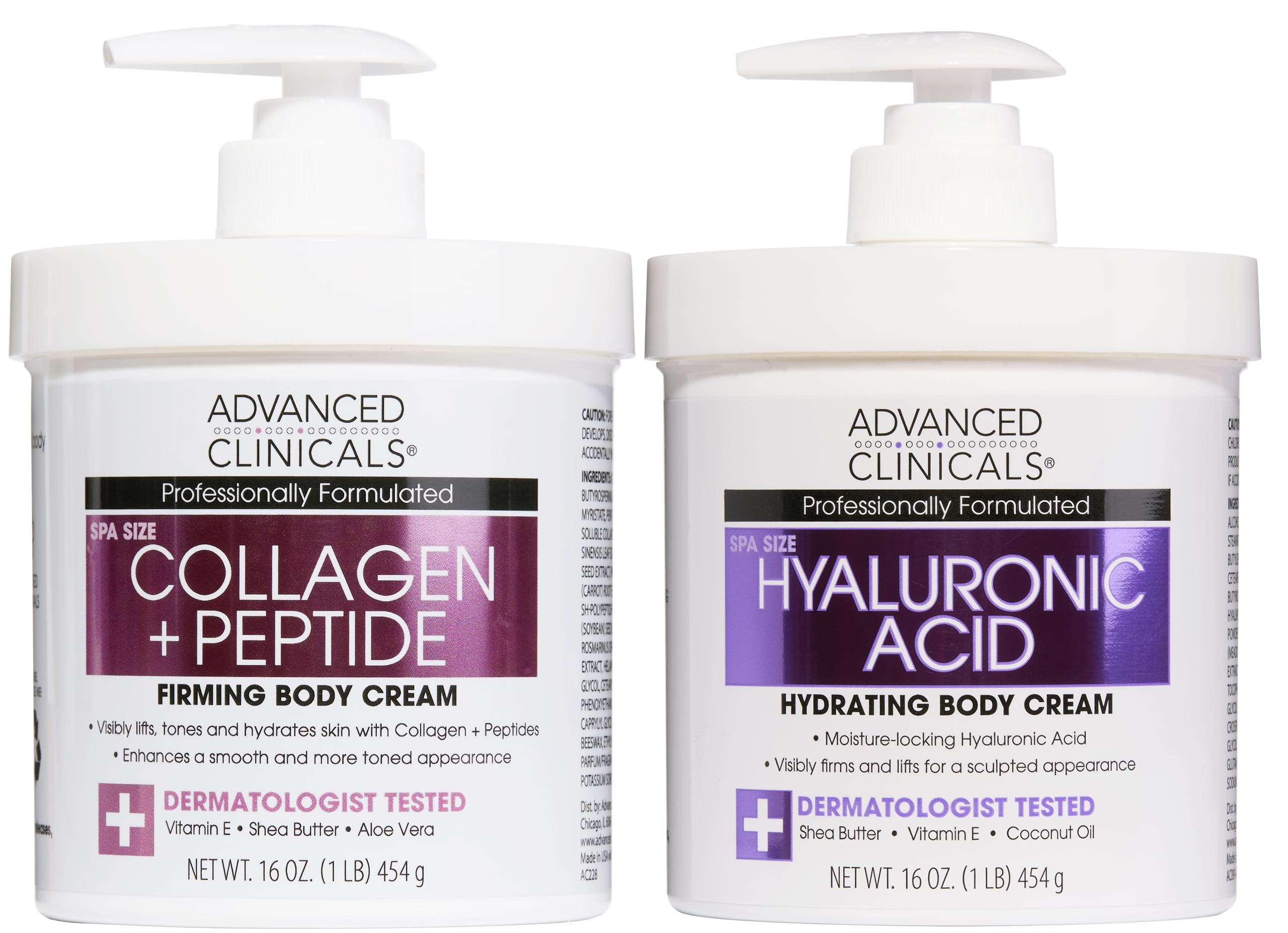 Advanced Clinicals collagen peptide cream jar closeup showing rich hydration