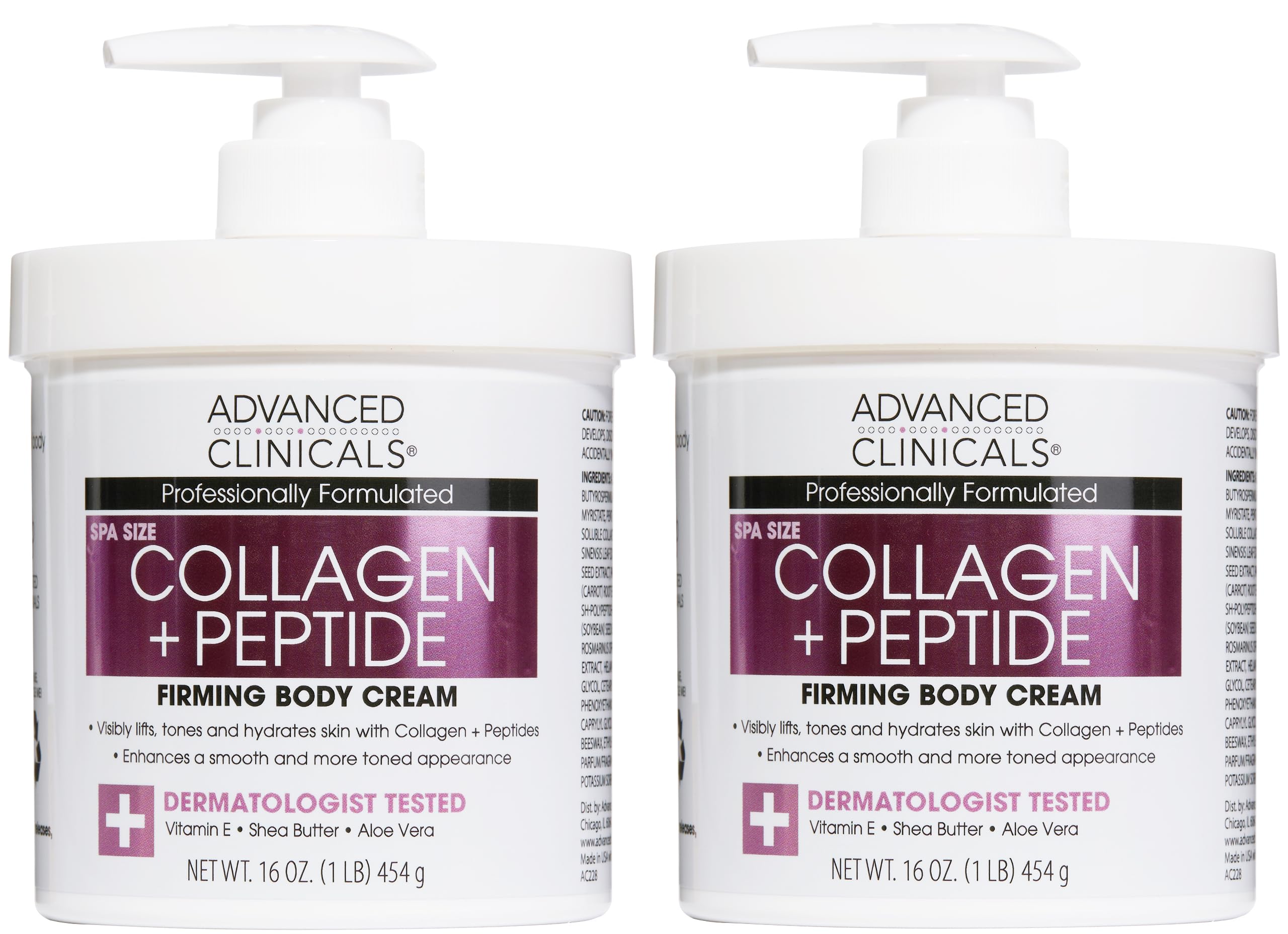 Advanced Clinicals Collagen Peptides Body Lotion 2-Pack front view for daily hydration