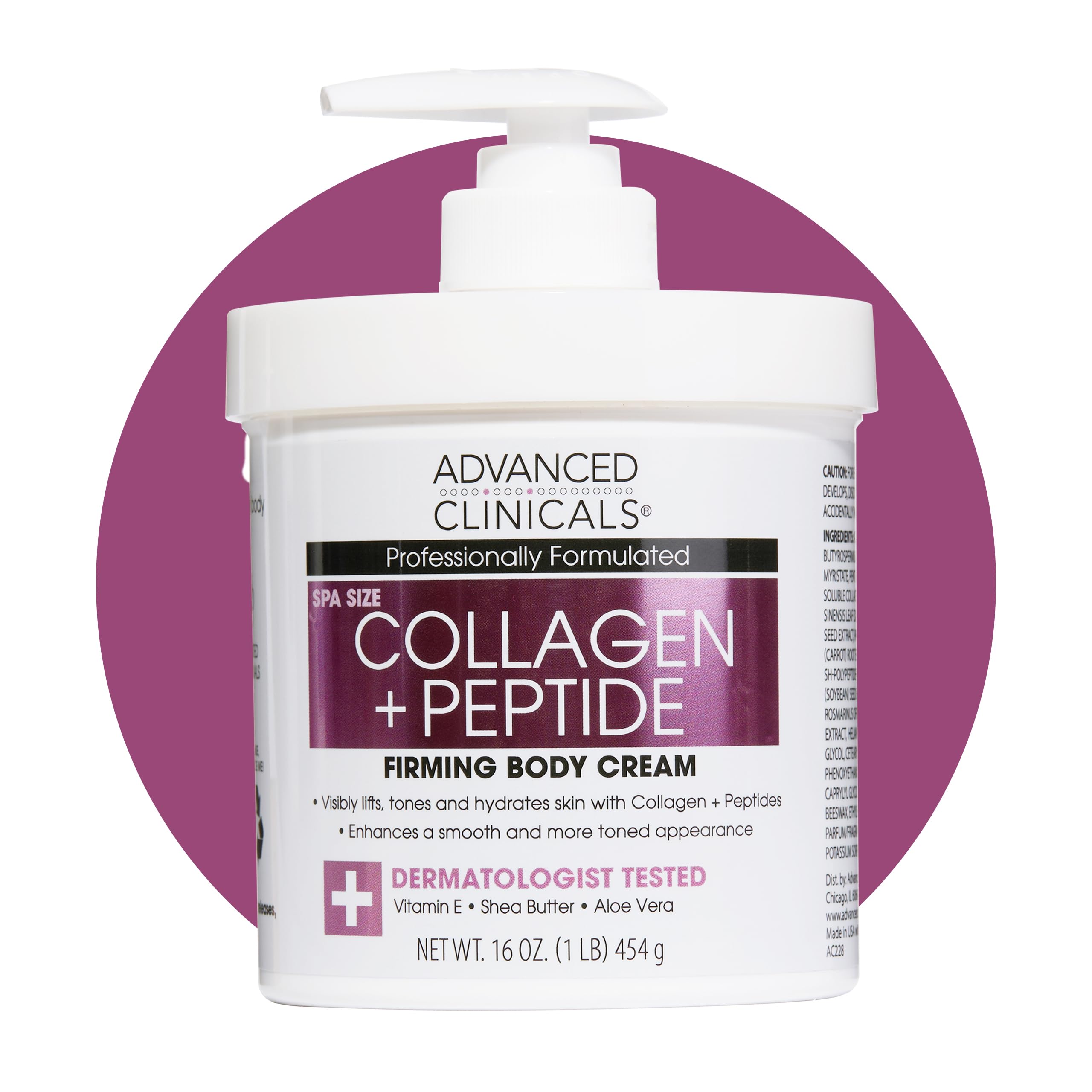 Advanced Clinicals Collagen Peptides Body Lotion jar delivering rich hydration
