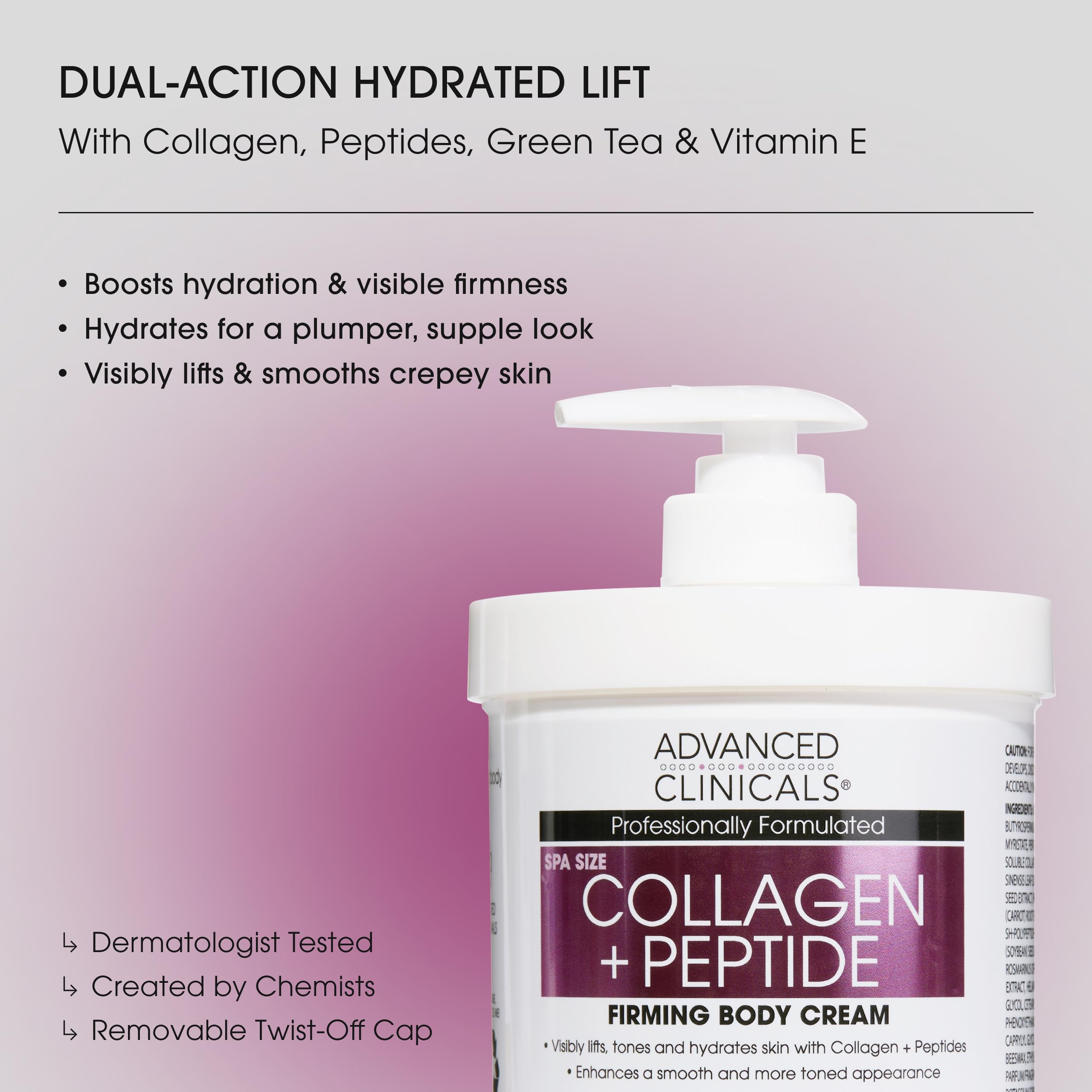 Advanced Clinicals Collagen Peptides Body Lotion texture closeup for smooth skin
