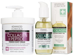 Advanced Clinicals collagen peptides firming body lotion bottle for firmer-looking skin.