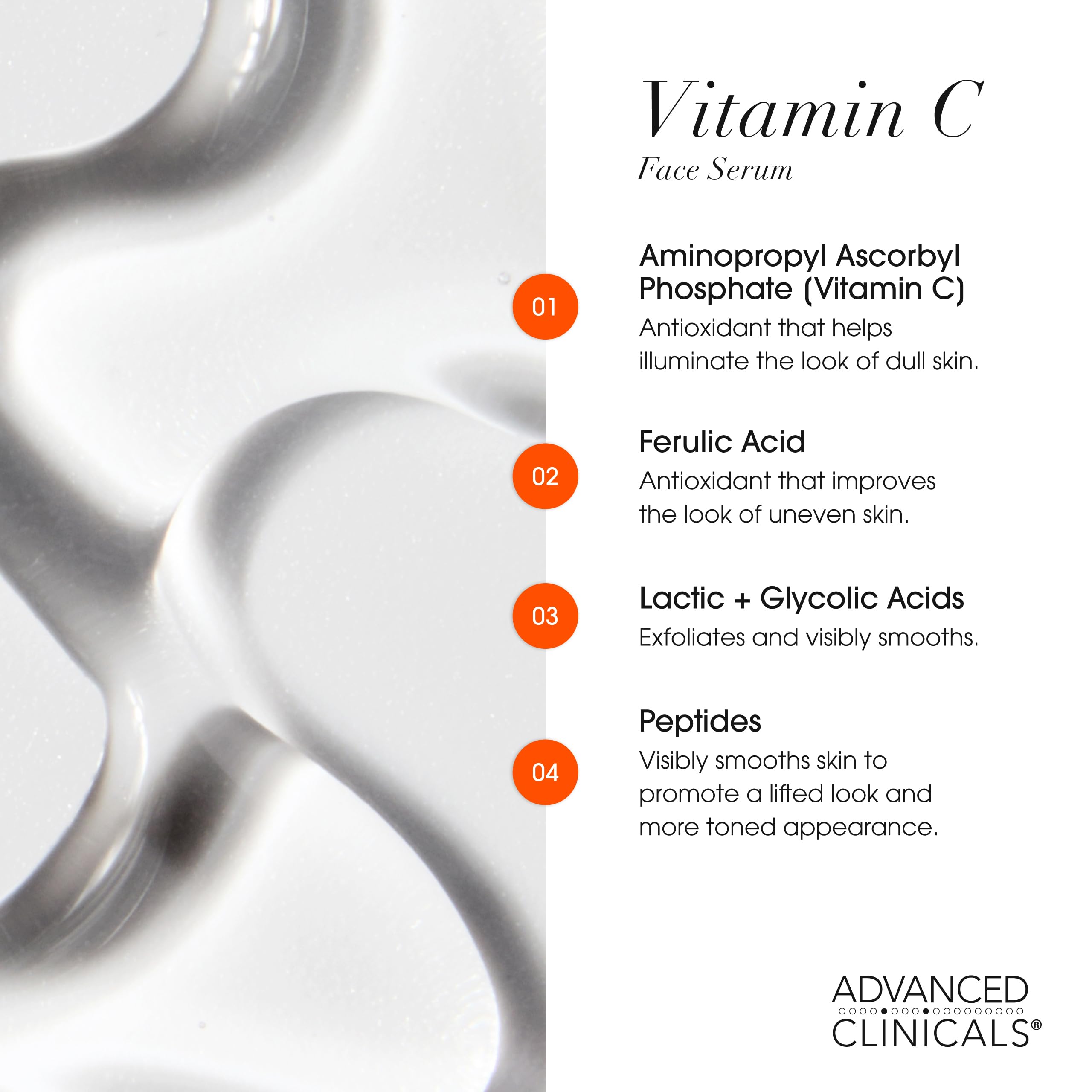 Advanced Clinicals collagen serum bottle supports hydration for a youthful look