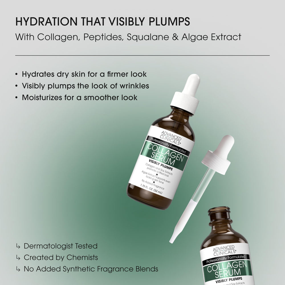Dispensing pump on Advanced Clinicals collagen serum for easy daily use