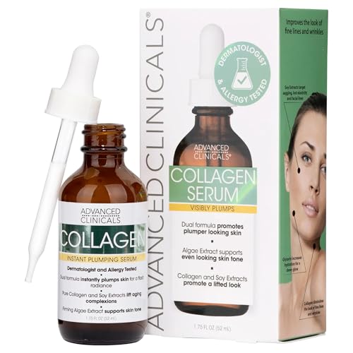 Advanced Clinicals Collagen Serum with hyaluronic acid enhances moisture retention.
