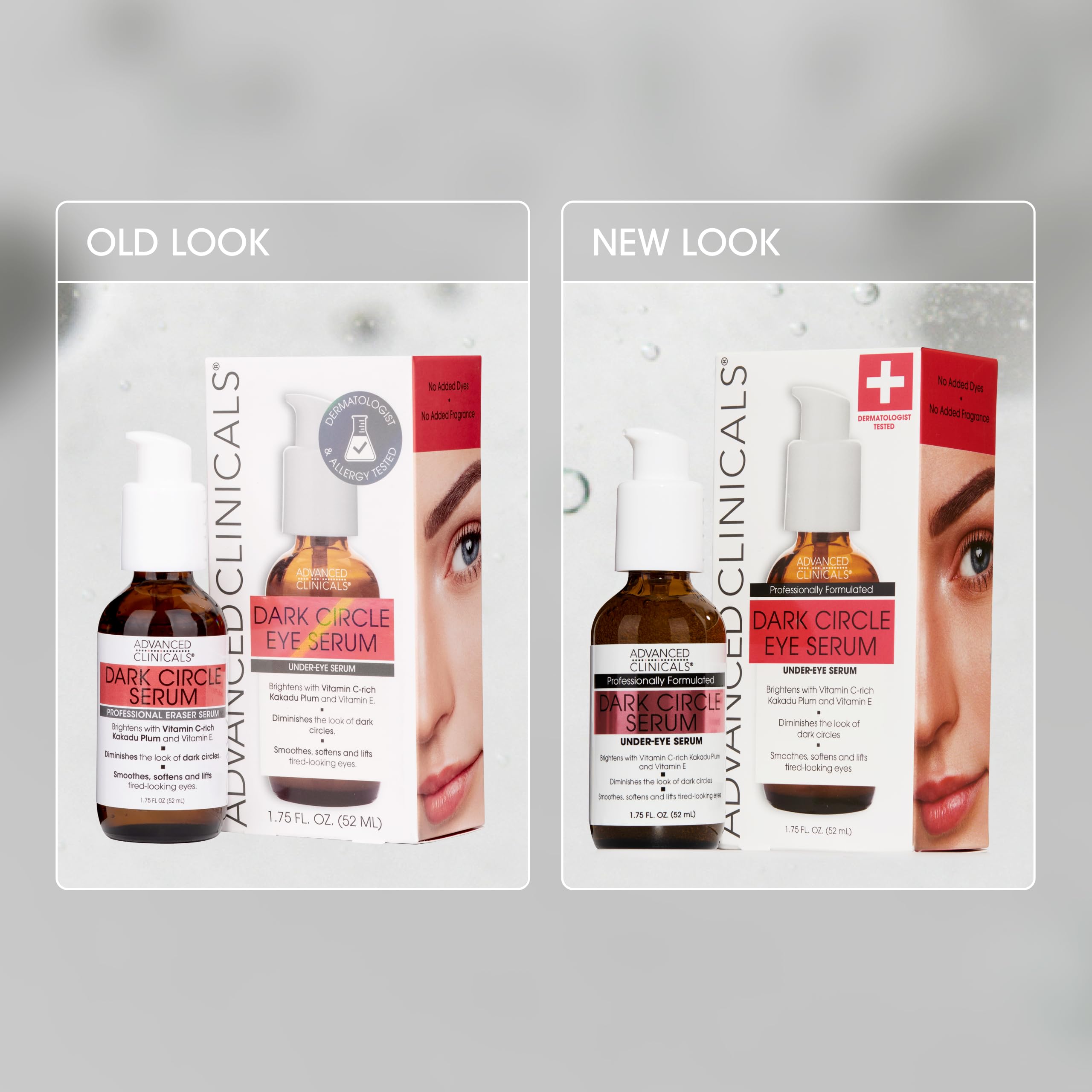 Advanced Clinicals daily-use under-eye care scene emphasizes hydration and refreshed appearance