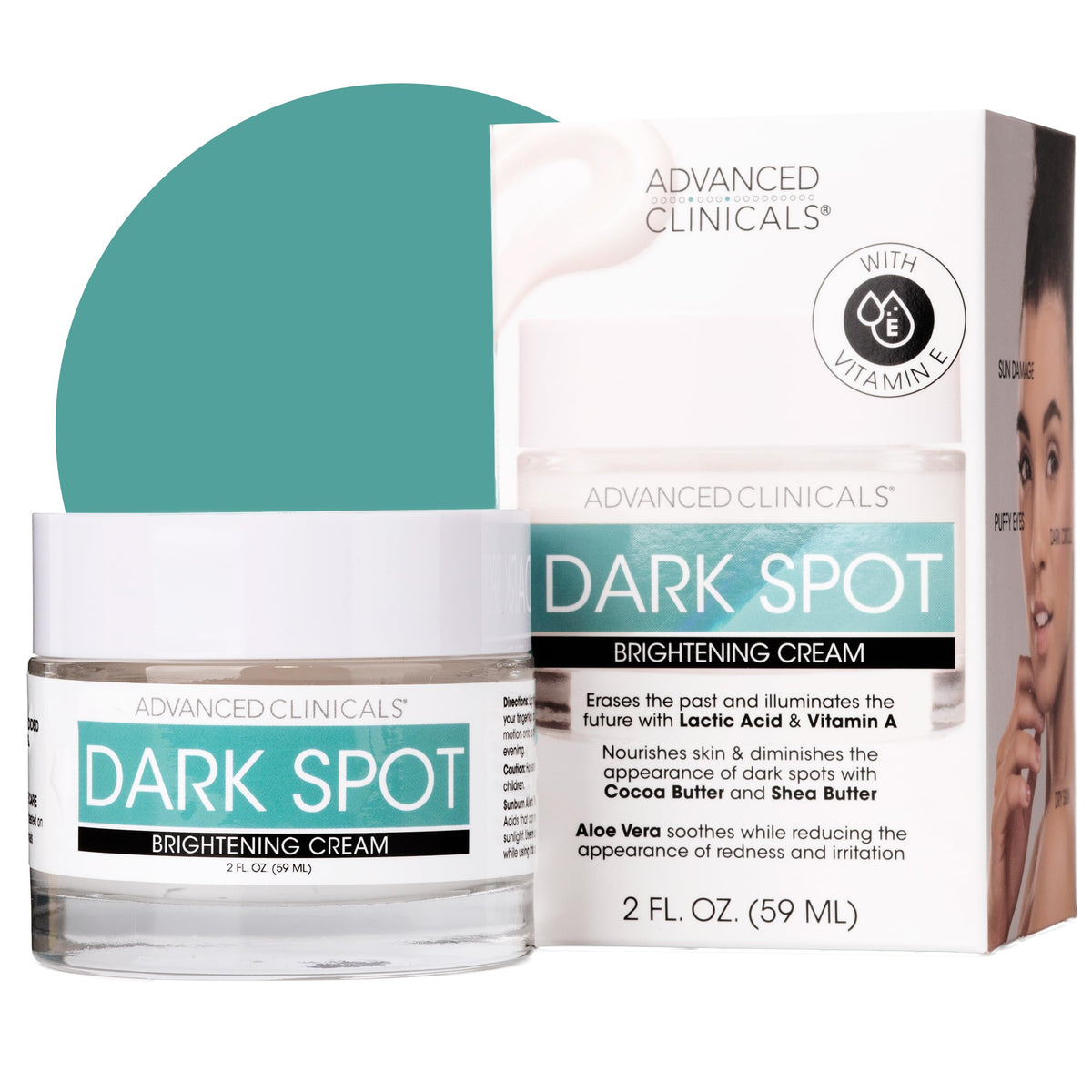 Advanced Clinicals Dark Spot Face Moisturizer jar close-up showcasing creamy texture for radiant skin