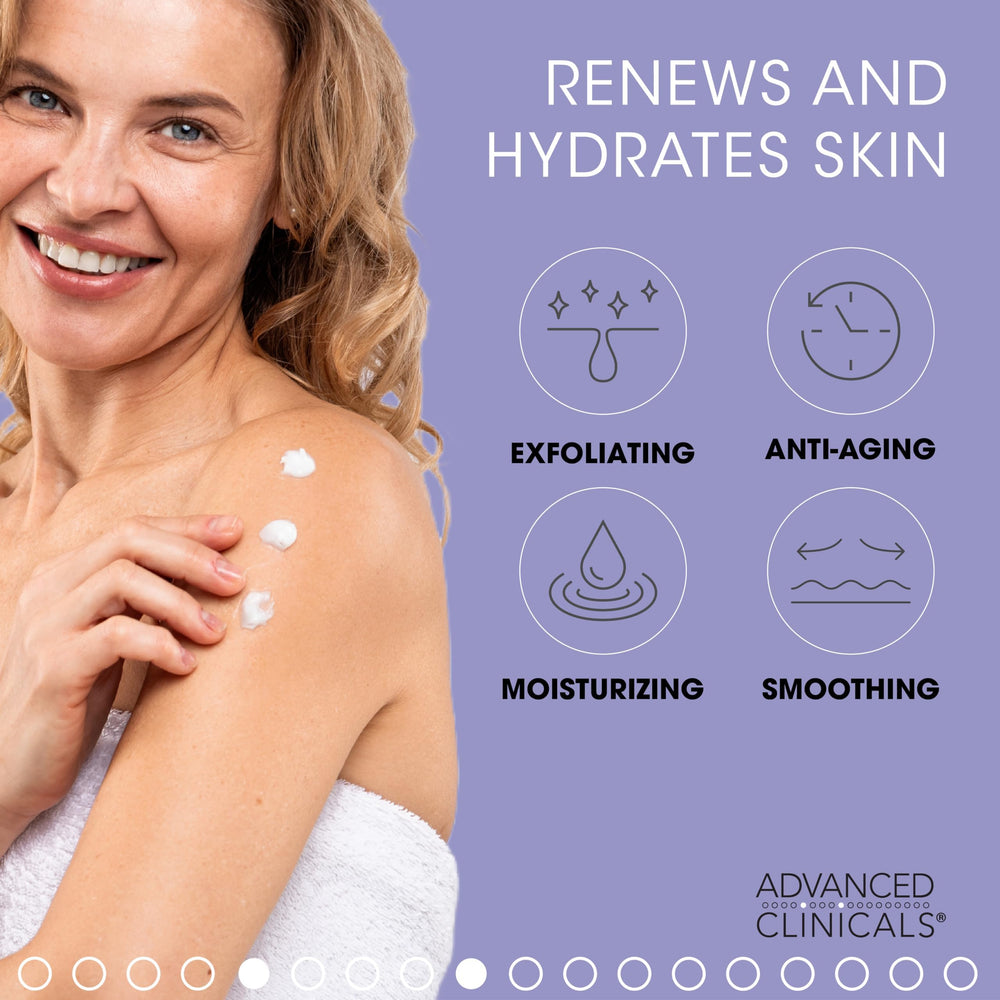 Advanced Clinicals dry skin texture demonstration showing smoother skin