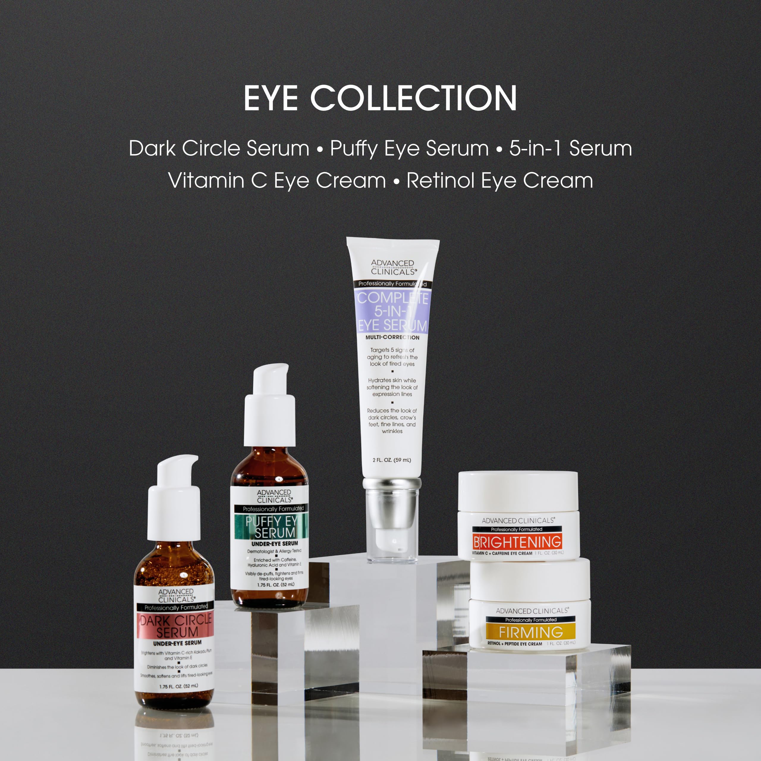 Advanced Clinicals packaging closeup highlights dermatologist-tested, science-driven formulation