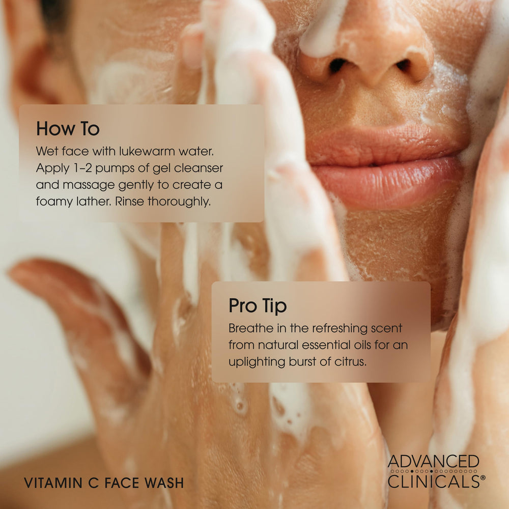 Advanced Clinicals Gentle Vitamin C Face Wash ginseng-root extract signals energizing cleanse
