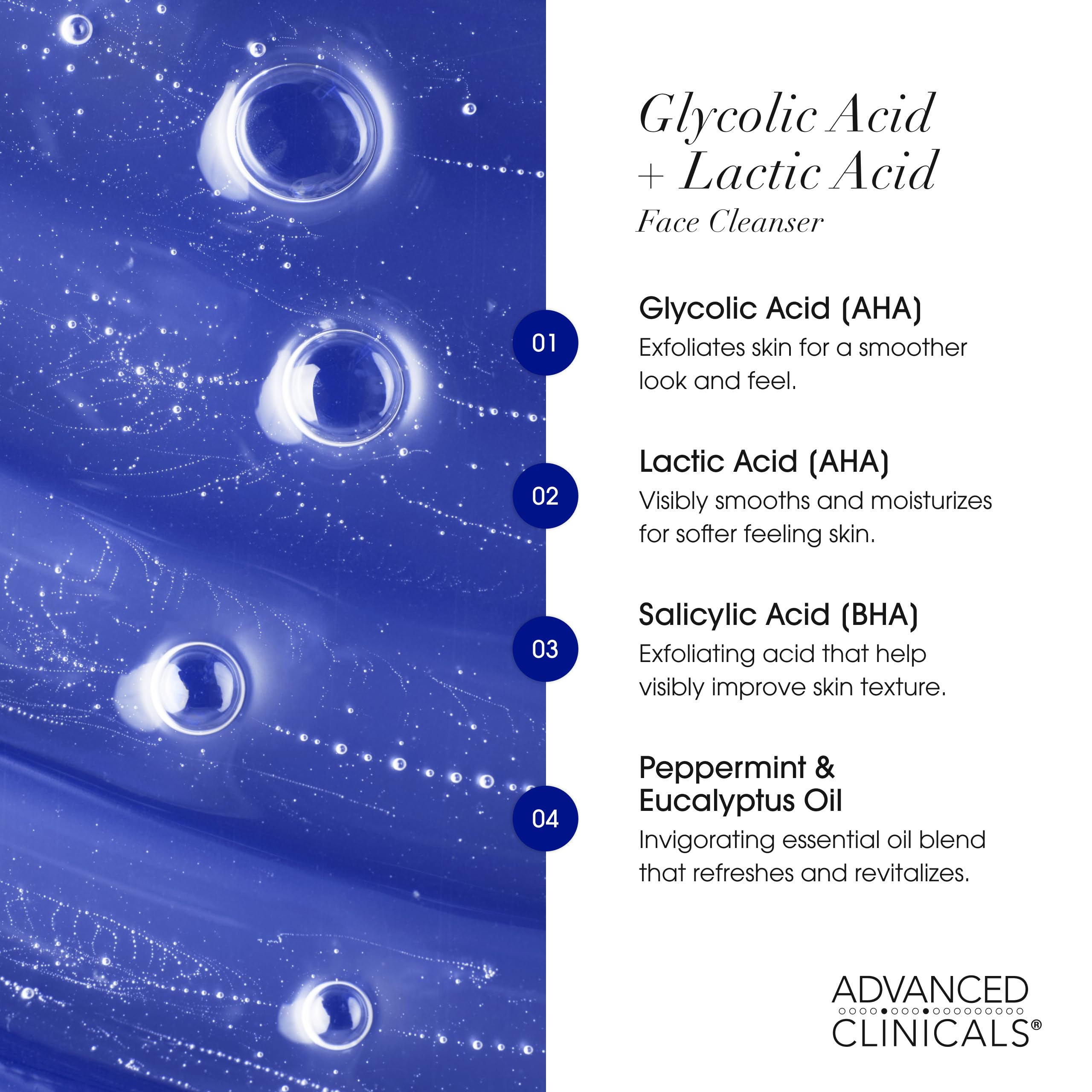 Advanced Clinicals Glycolic Face Wash daily use image emphasizing a clean, radiant start
