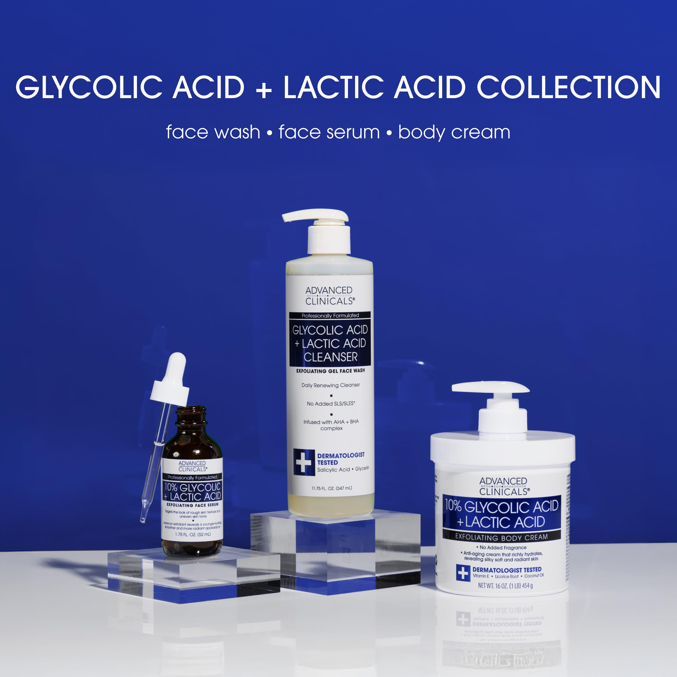 Advanced Clinicals Glycolic Face Wash foamy lather highlighting rich texture for smooth complexion