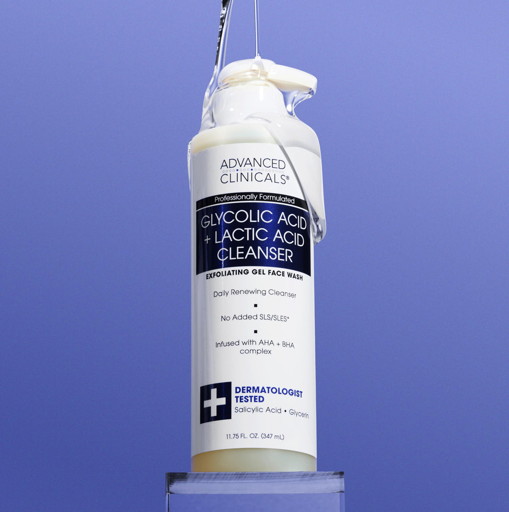 Advanced Clinicals Glycolic Face Wash for women and men in a jar-ready routine