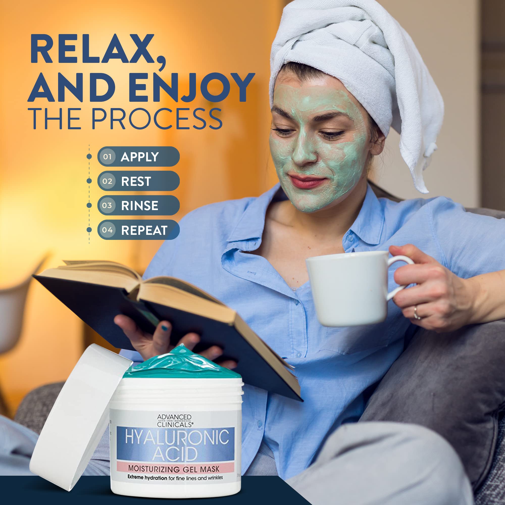 Advanced Clinicals Hyaluronic Acid Gel Mask dermatologist-tested badge signals safe