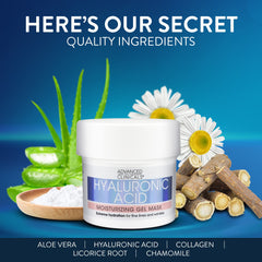 Advanced Clinicals Hyaluronic Acid Gel Mask ingredients chamomile aloe promoting calming skin