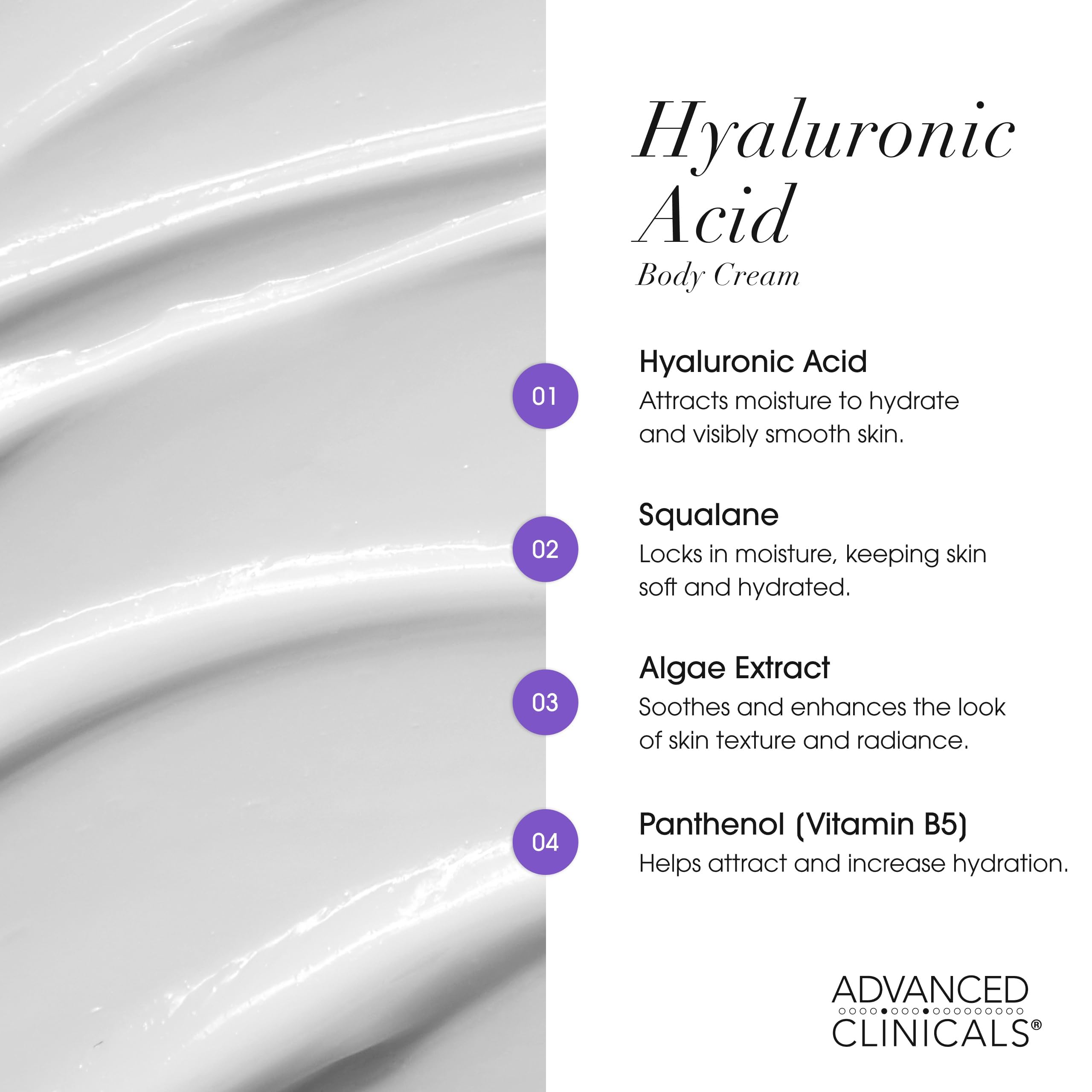 Advanced Clinicals Hyaluronic Acid Serum bottle highlights facial hydration